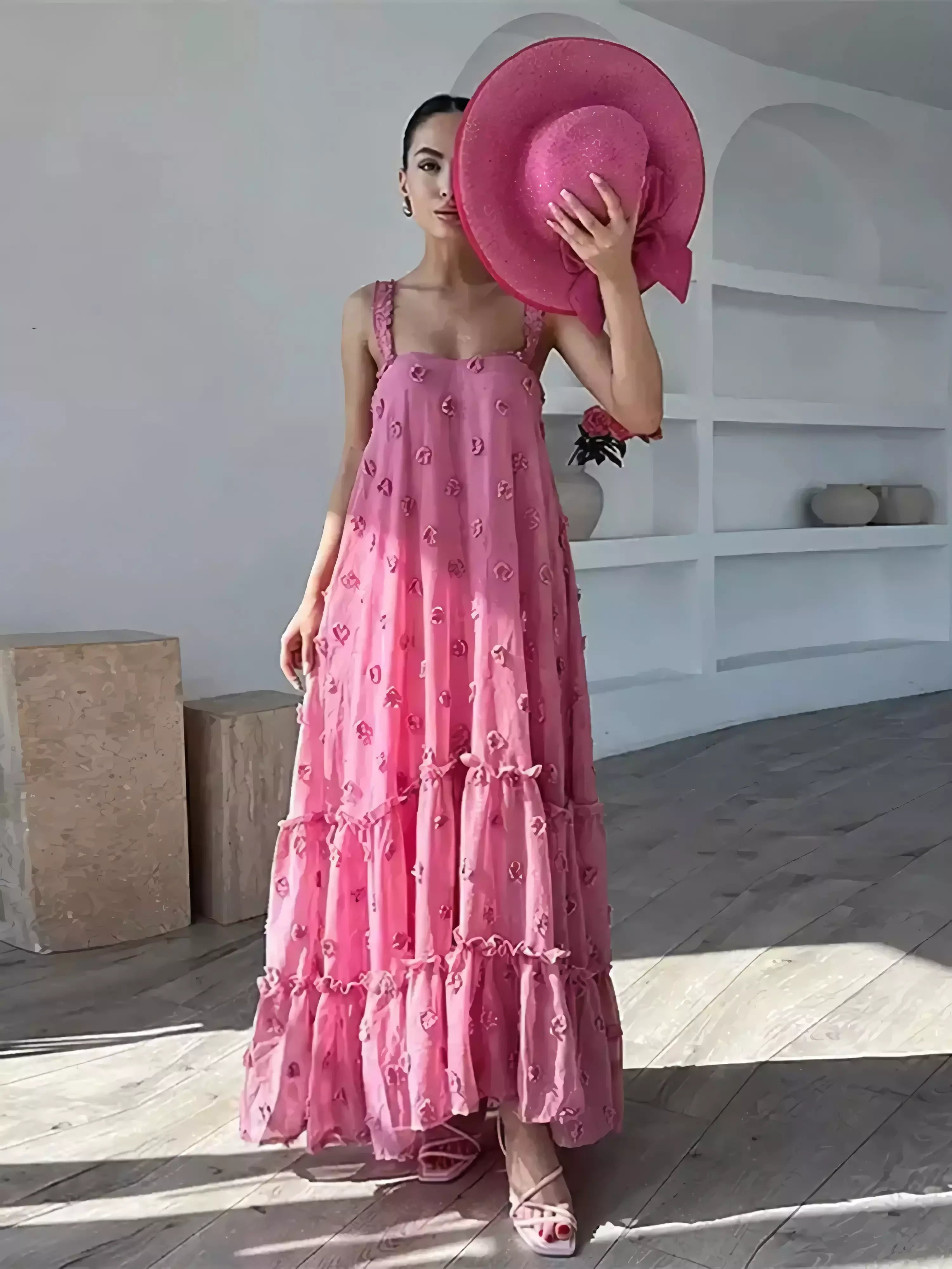 Paloma Maxi Dress Pink Red Floral