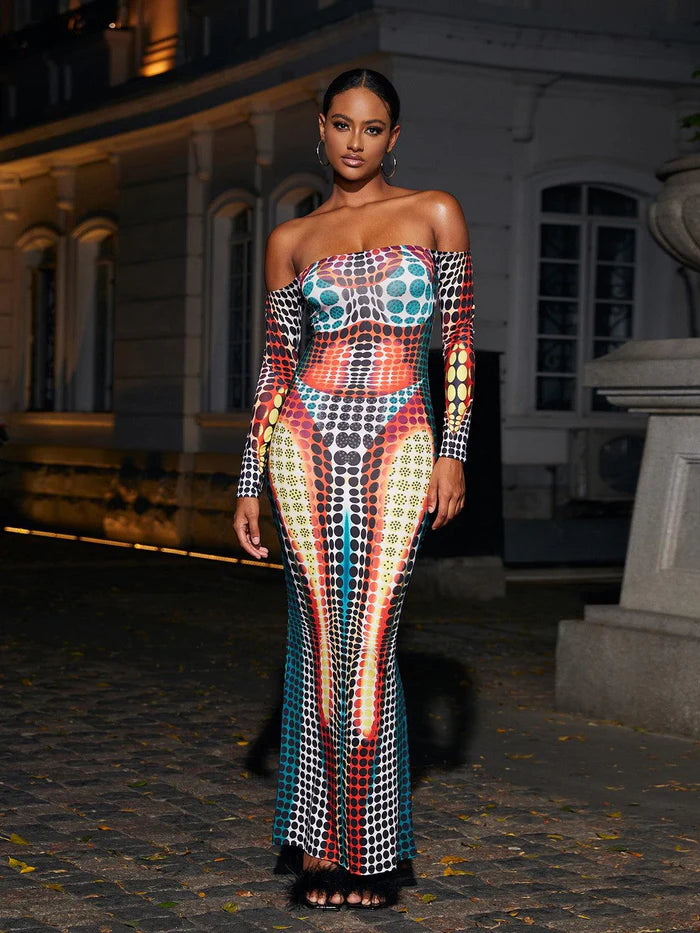 Erika Maxi Dress: Fashionable Night-Out Essential Multi / L