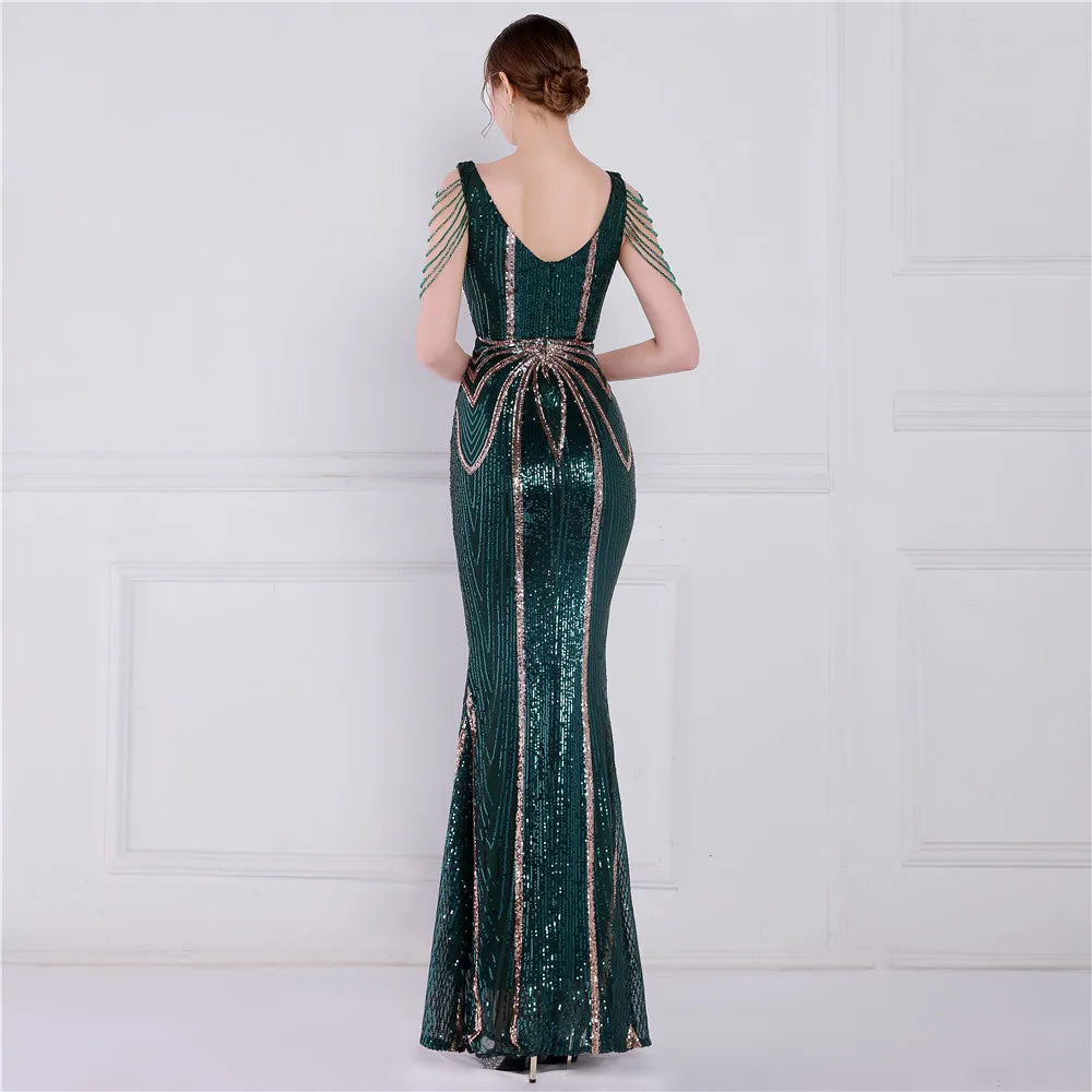 green evenning maxi dress