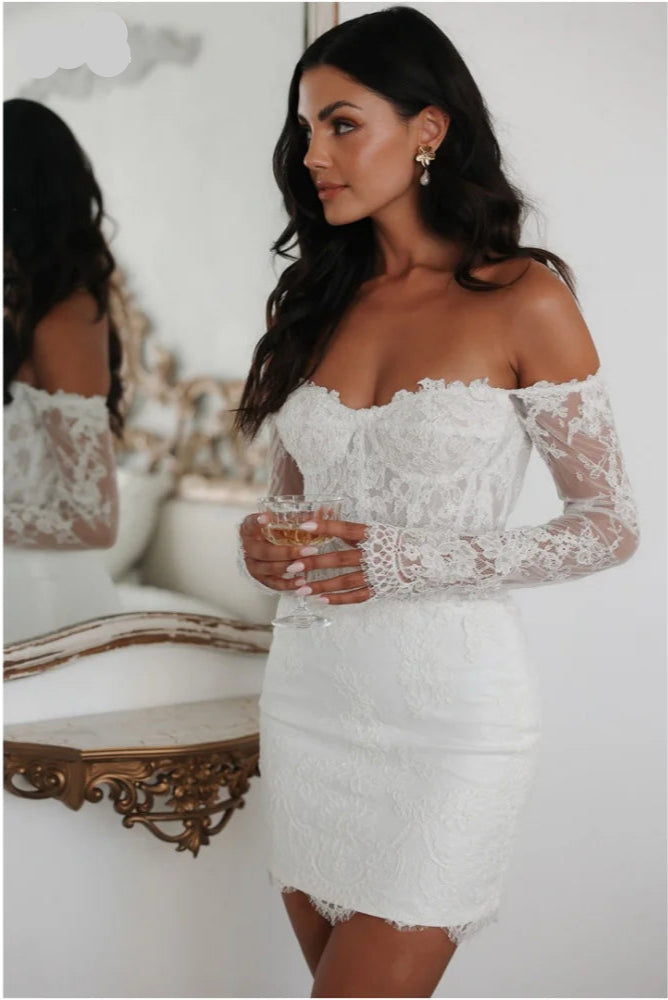 Elegant Scarlett Mini Dress with Floral Embroidery – Velluto Rosso