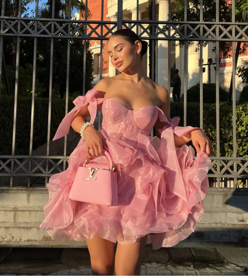 off shoulder tulle skirt mini dress Jazlene Mini Dress