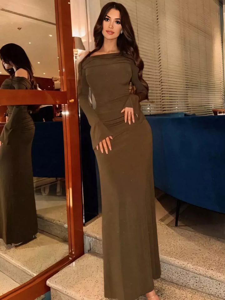 brown maxi dress