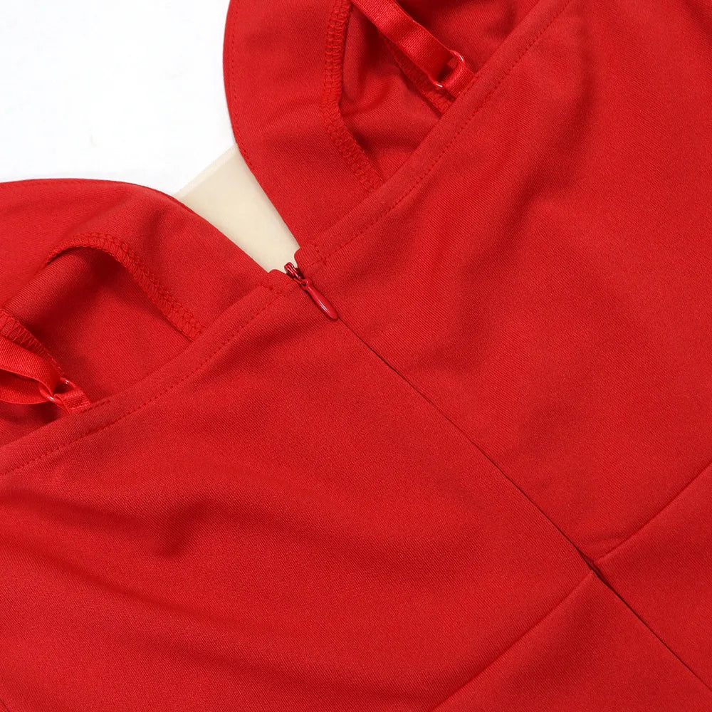 Close-up of a red hoodie with a zipper