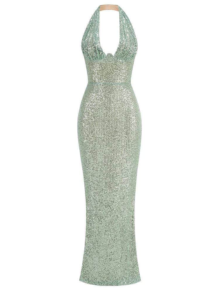amari maxi dress Emerald Dazzle Sequin Maxi Dress green l factory direct