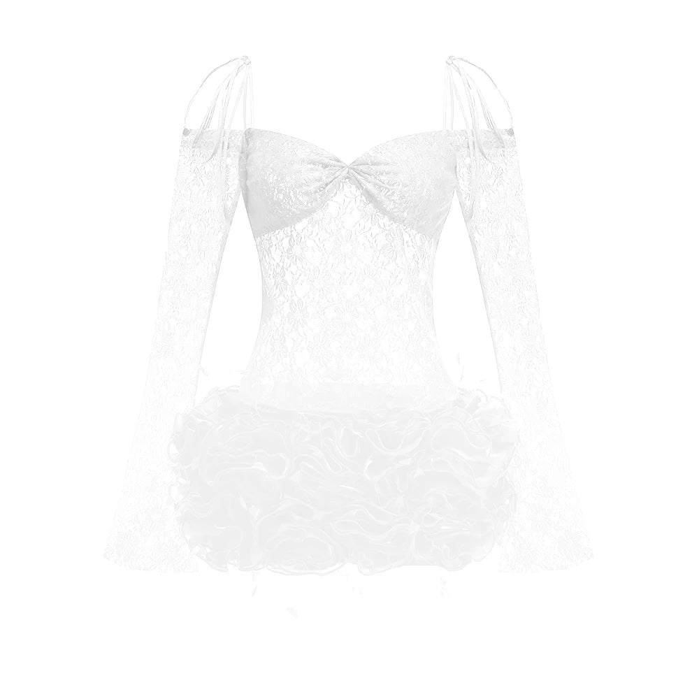 White lace bodysuit on a white background