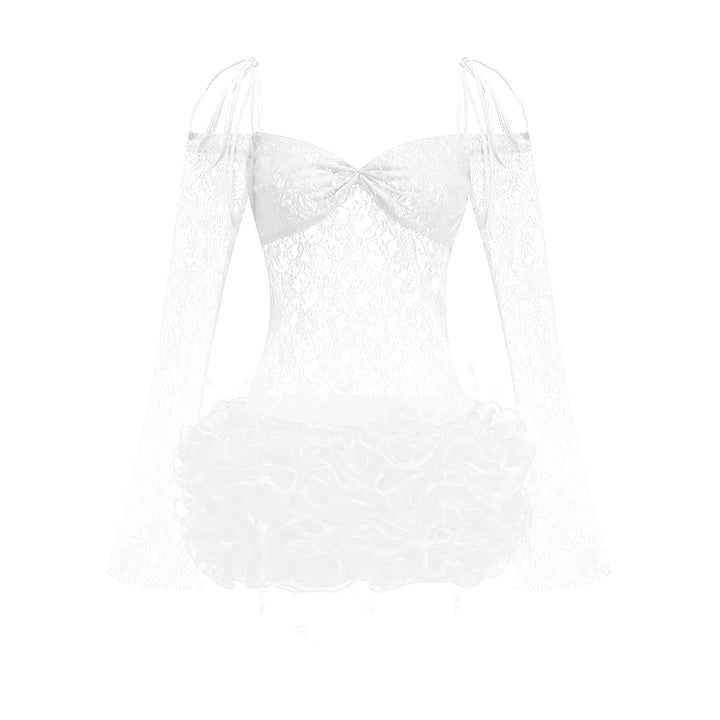 White lace bodysuit on a white background
