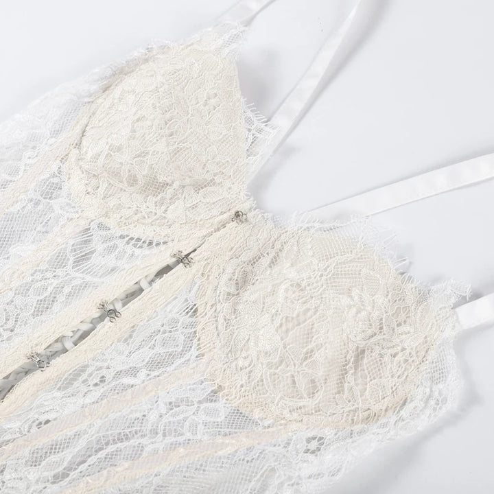 White lace bra on a white background