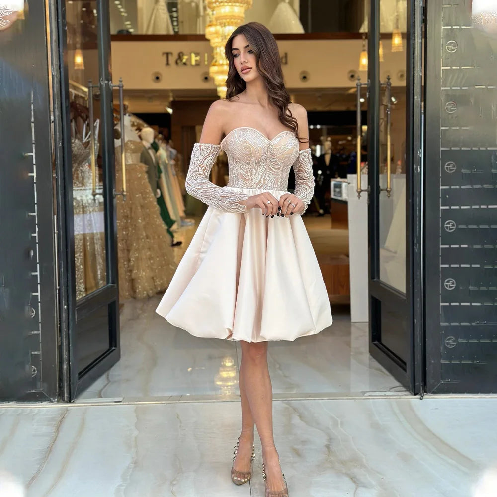 Paula Mini Dress - Glamorous Custom-Made Gown Ivory / 4 Paula Mini Dress - Glamorous Custom-Made Gown Ivory / 4