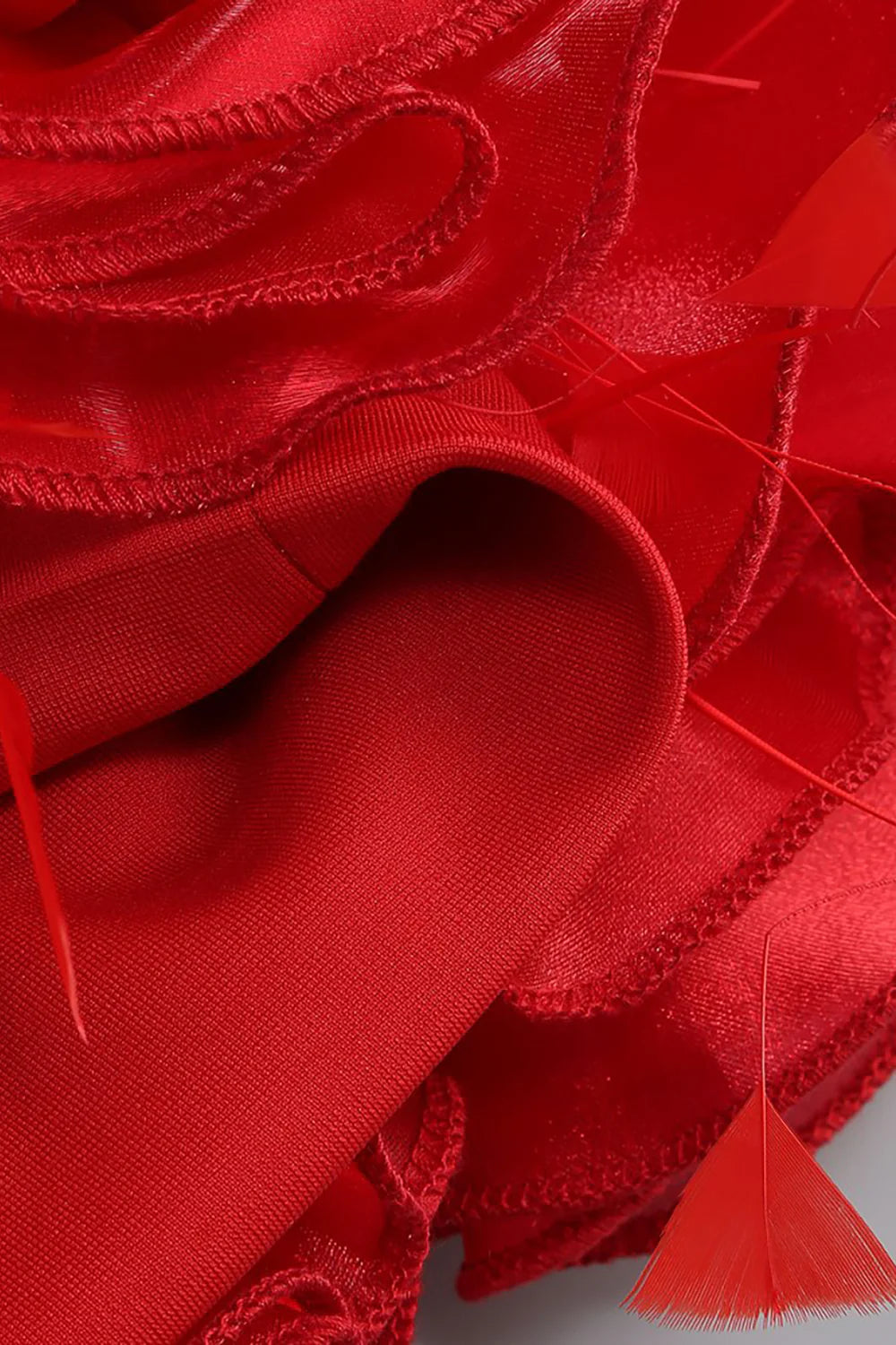 Close-up of red fabric with ruffled texture