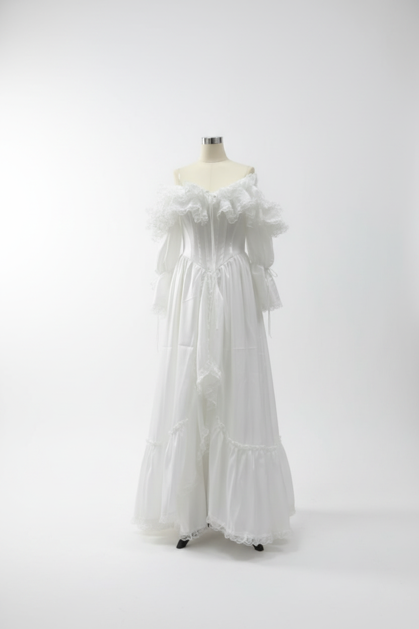 Studio wedding dress white background