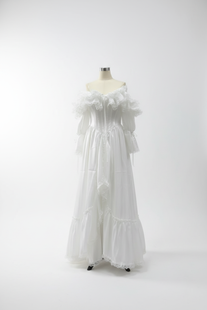Studio wedding dress white background